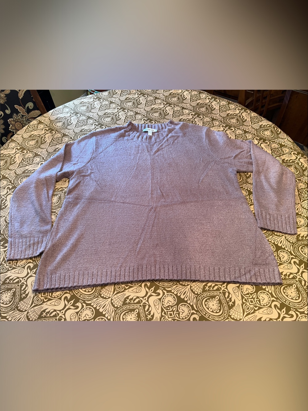 Peace Love World Lux Chenille Mock Neck Mauve Women's Sweater